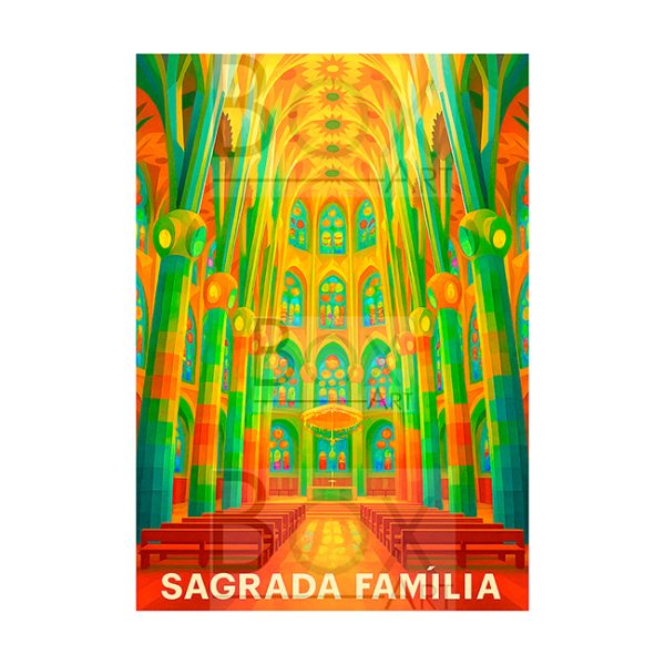 Sagrada Familia fluorescent interior Barcelona