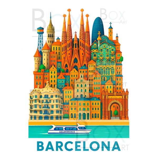 Skyline Barcelona in colors