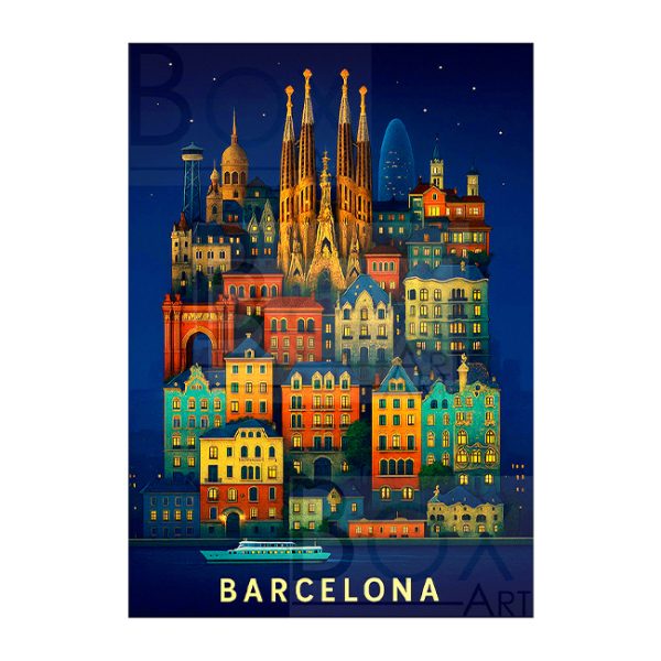 Night Skyline Barcelona